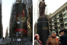 Leninin heykəlinin yerinə unitaz qoydular - FOTO