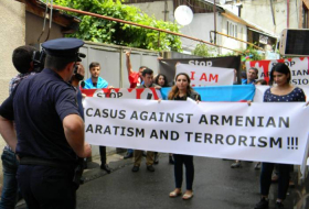 Ermənistanın Gürcüstandakı səfirliyi qarşısında etiraz aksiyası - FOTOLAR